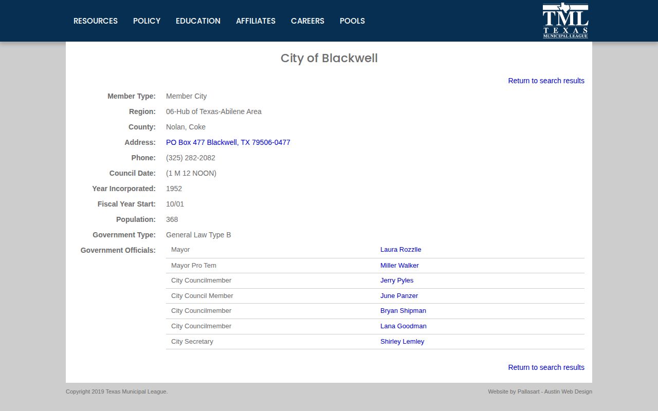 Blackwell record routing source from the official city directory
