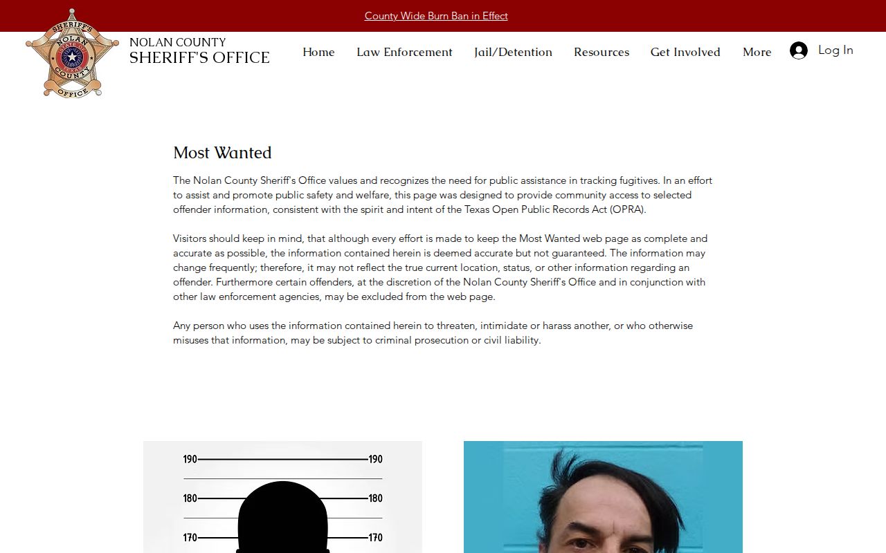 Nolan County most wanted official listing source