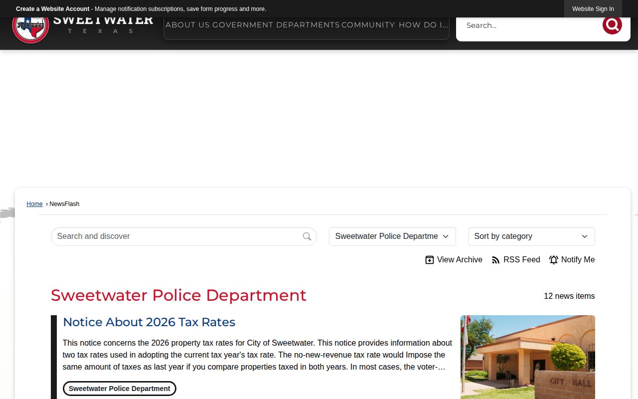 Sweetwater arrest record notices in the official Police NewsFlash source